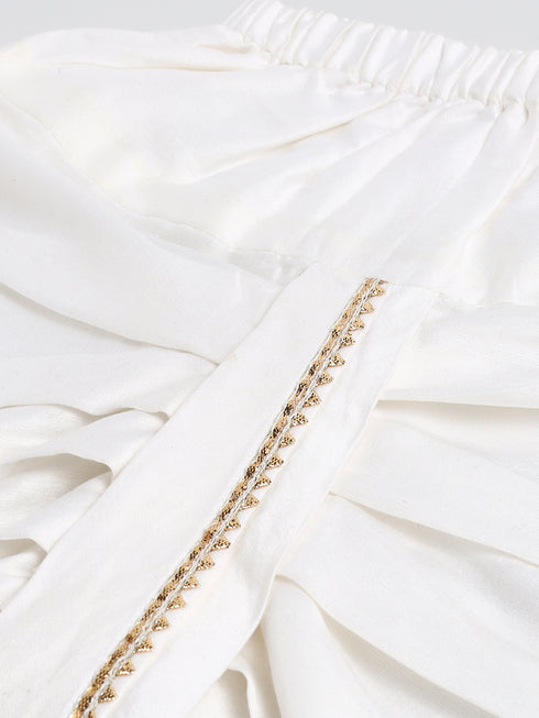 Sishu Boy's White Embellished Angrakha Kurta Dhoti Set