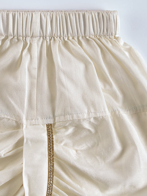 Infant Boy's Cream Silk Blend Kurta And Dhoti Set