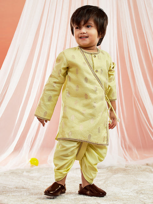 Infant Boy's Mint Green Silk Blend Kurta And Dhoti Set