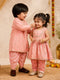 Infant Boy's Pink Silk Blend Kurta And Dhoti Set