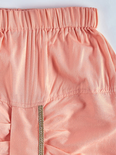 Infant Boy's Pink Silk Blend Kurta And Dhoti Set