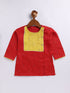 Infant Boy's Red And Cream Silk Blend Kurta And Dhoti Set