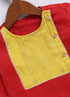 Infant Boy's Red And Cream Silk Blend Kurta And Dhoti Set