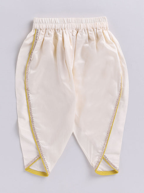 Infant Boy's Red And Cream Silk Blend Kurta And Dhoti Set