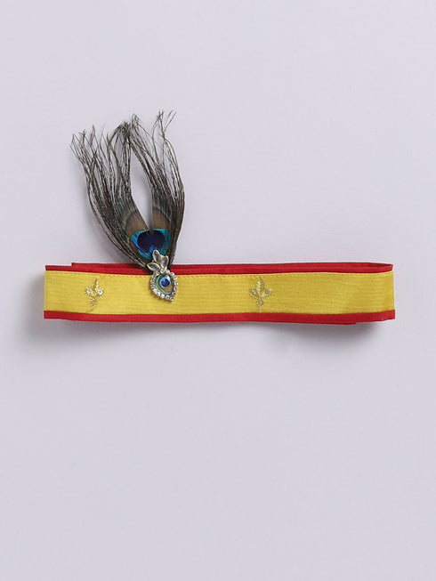 Infant Boy's Red And Cream Silk Blend Kurta And Dhoti Set