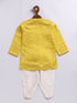 Infant Boy's Yellow And Cream Silk Blend Kurta And Dhoti Set