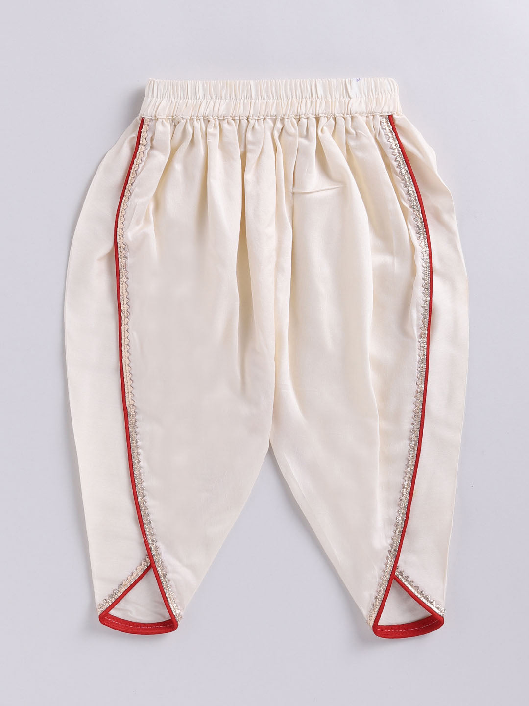Infant Boy's Yellow And Cream Silk Blend Kurta And Dhoti Set