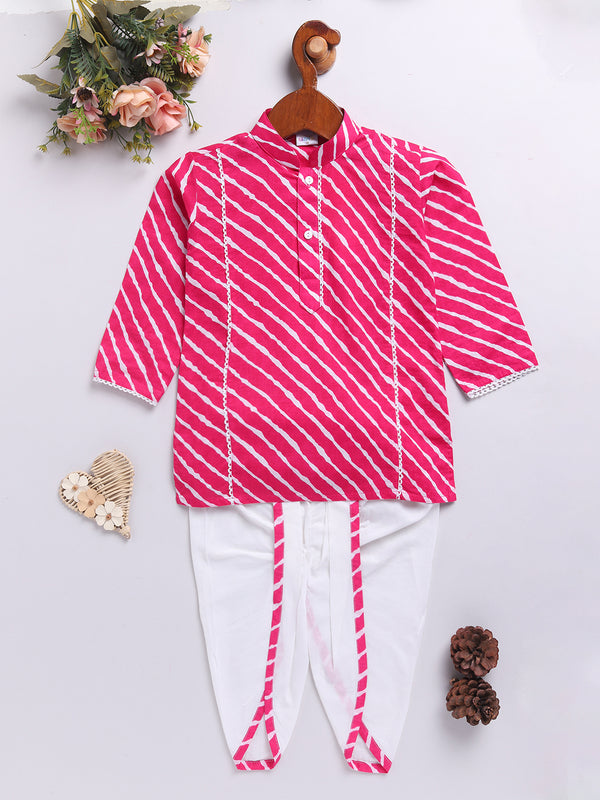 Boy's Pink Cotton Kurta Dhoti Set