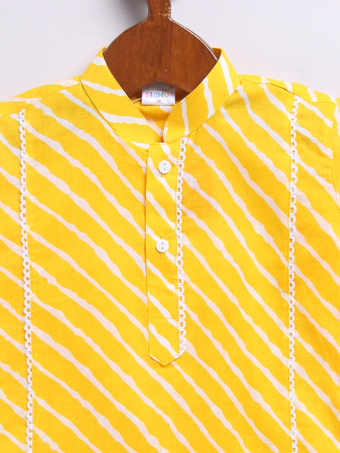 Boy's Yellow Cotton Kurta Dhoti Set