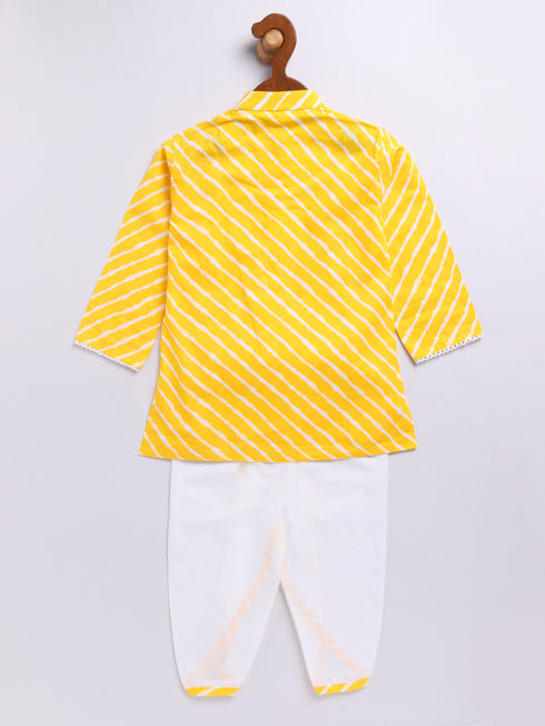Boy's Yellow Cotton Kurta Dhoti Set