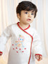 Boys White Fine Satin Kurta Dhoti Set with Embroidery