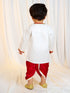 Boys White Fine Satin Kurta Dhoti Set with Embroidery