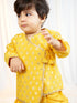 Boys Mustard Viscose Jacquard Kurta Dhoti Set with Floral Pattern