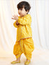 Boys Mustard Viscose Jacquard Kurta Dhoti Set with Floral Pattern