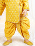 Boys Mustard Viscose Jacquard Kurta Dhoti Set with Floral Pattern