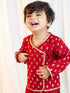 Boys Red Viscose Jacquard Kurta Dhoti Set with Floral Pattern