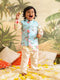 Boy's Aqua Blue Floral Printed Nehru Jacket