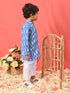Sishu Boy's Traditional Ikkat Print Flat Collar Kurta And Pyjama Set