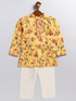 Sishu Boy's' Multicolor-Base-Mustard And Cream Kurta Pyjama Set