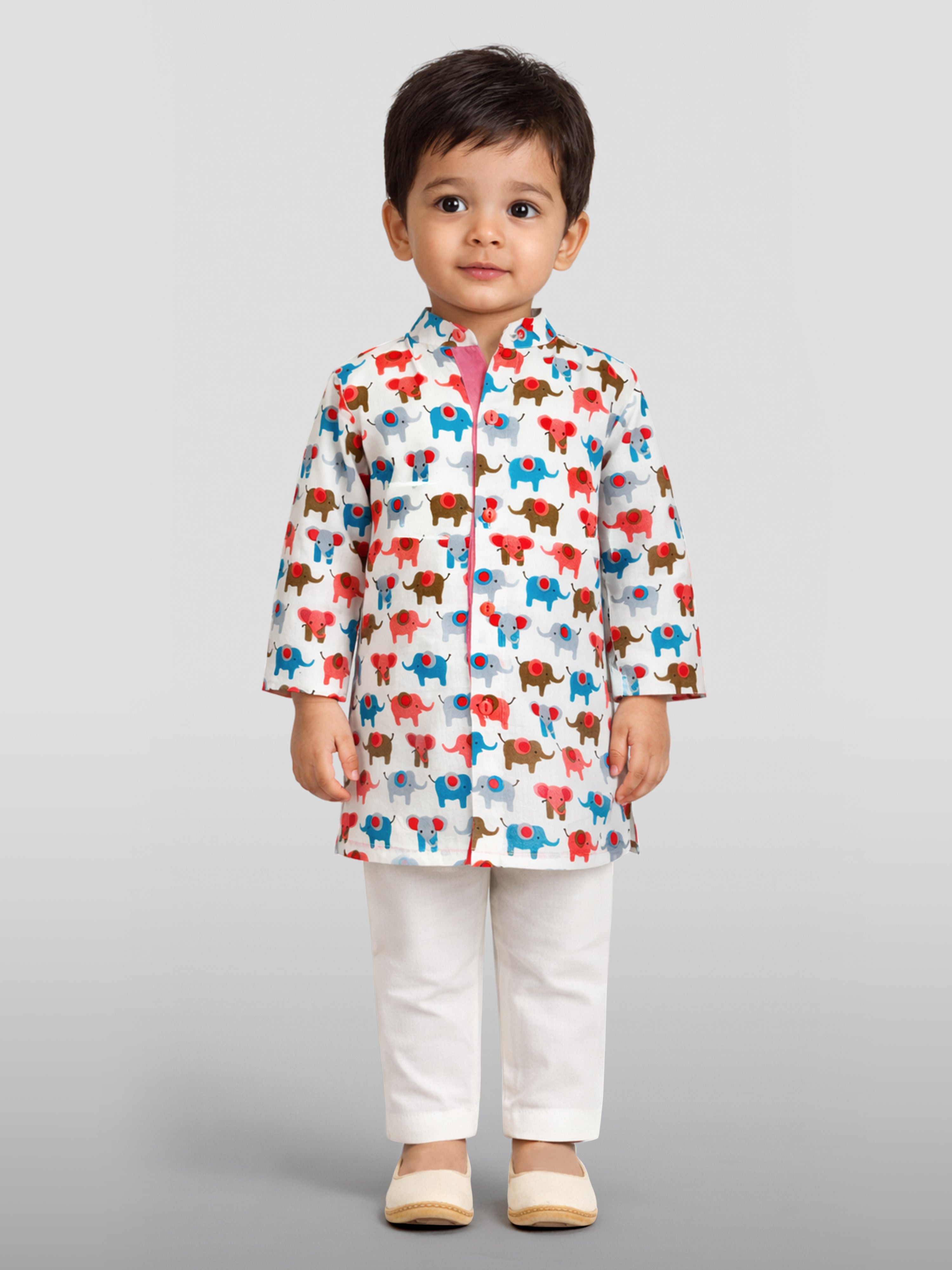 Baby Boys Multicolour Pure Cotton Animal Print Kurta Pyjama Set