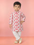 Baby Boys Pink Pure Cotton Animal Print Kurta Pyjama Set