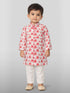 Baby Boys Pink Pure Cotton Animal Print Kurta Pyjama Set
