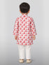 Baby Boys Pink Pure Cotton Animal Print Kurta Pyjama Set