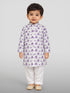 Baby Boys Purple Pure Cotton Animal Print Kurta Pyjama Set