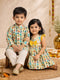 Baby Boys White base multicolor Pure Cotton Animal Print Kurta Pyjama Set