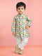 Baby Boys White base multicolor Pure Cotton Animal Print Kurta Pyjama Set