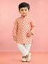 Baby Boys Peach Pure Cotton Floral Print Kurta Pyjama Set