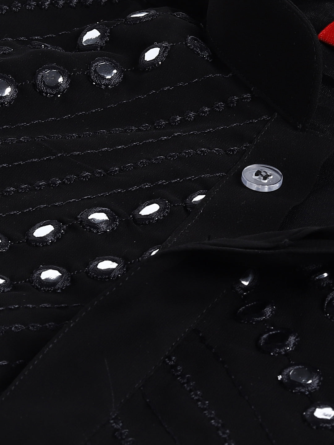 Sishu Boy's' Black Mirror Work Kurta Pyjama Set