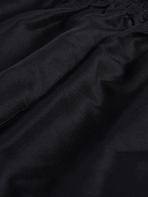 Sishu Boy's' Black Mirror Work Kurta Pyjama Set