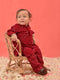 Sishu Boy's' Maroon Mirror Work Kurta Pyjama Set