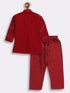 Sishu Boy's' Maroon Mirror Work Kurta Pyjama Set