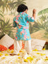 Sishu Boy's Aqua Floral Printed Kurta Patiala Set
