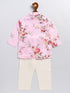 Sishu Boy's Pink Floral Printed Angrakha Kurta Pyjama Set