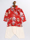 Sishu Boy's Red Floral Printed Kurta Patiala Set