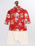 Sishu Boy's Red Floral Printed Kurta Patiala Set