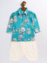 Sishu Boy's Turquoise Blue Floral Printed Kurta Patiala Set
