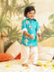 Sishu Boy's Turquoise Blue Floral Printed Kurta Patiala Set