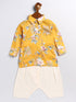 Boy's Yellow Floral Printed Kurta Patiala Set