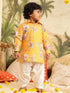 Boy's Yellow Floral Printed Kurta Patiala Set