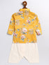 Boy's Yellow Floral Printed Kurta Patiala Set