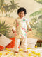 Boy's' Yellow Floral Printed Cotton Kurta Pyjama Set