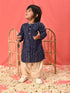Boy's' Navy Blue Bandhni Kurta And Patiala Set