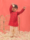 Boy's' Red Bandhni Kurta And Patiala Set