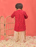 Boy's' Red Bandhni Kurta And Patiala Set