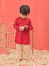 Boy's' Red Bandhni Kurta And Patiala Set