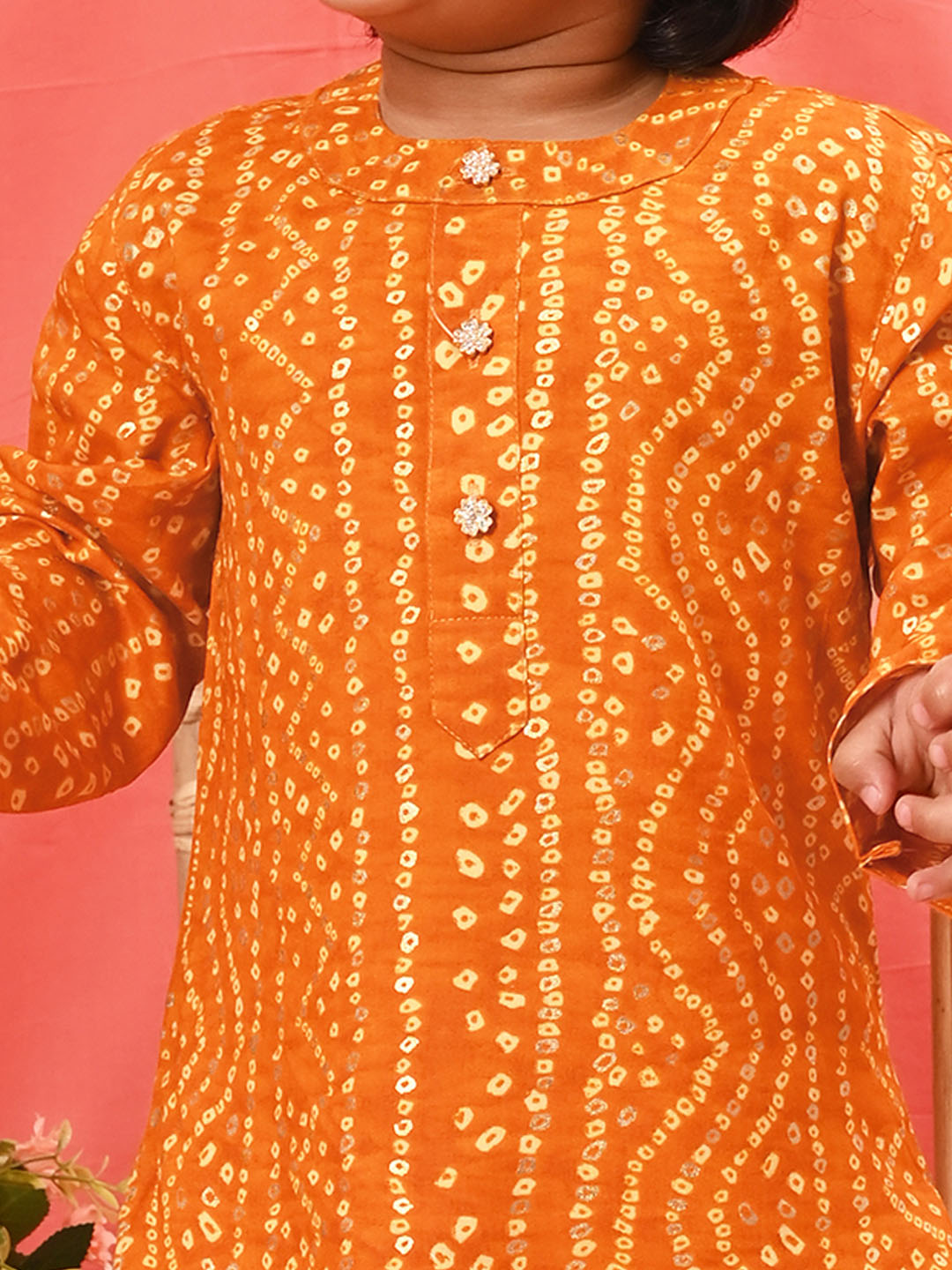 Boy's' Yellow Bandhni Kurta And Patiala Set